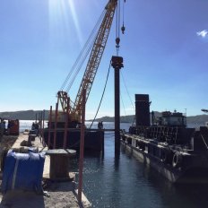 Pile Driving Works using Crane Barge with Hyydrauilc Vibratory Hammer